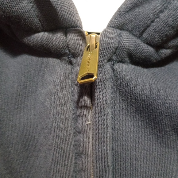 Carhartt Loose Fit Navy Hoody Sweatshirt (M) Bleach Damage 😳😭 Needs Love - Picture 3 of 8